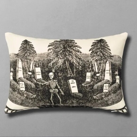 John Derian for Target Set of Skeleton Graveyard & Owl Pillow - Picture 2 of 6